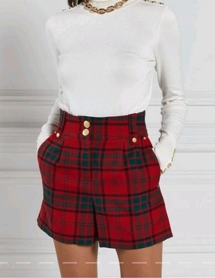 Holland Cooper Luxe Tailored Shorts  Red Tartan size Us 2 (UK 6) W26/L9''