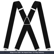 WOXVM Mens Suspenders Adjustable Braces with 4 Strong Metal Clips Elastic X Back