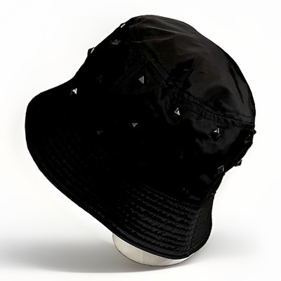Y2K Madden NYC Womens Floppy Black Studded Bucket Hat Goth