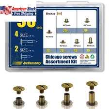 90 Sets Bronze Chicago Screws Leather Rivets Kit 4 Sizes FROM USA