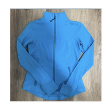 Women  s Blue Track Jacket M Long Sleeve Full Zip Pockets Solid Athleisure