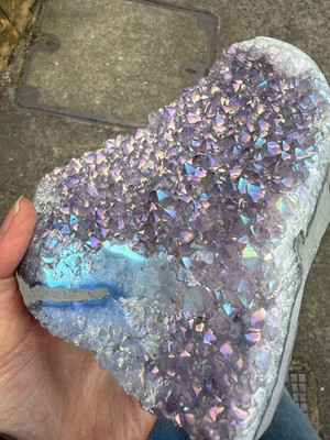 Amethyst Titan Aura Kristall Cluster halbpoliert Heilung Vertrauen Blitze