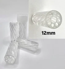 Helix Spiral Glass Filter Tips 12mm - (4) Pack - Clear 7 Hole Boro Glass Crutch 