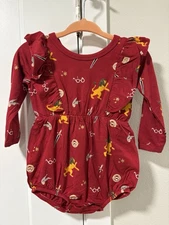 Kyte Baby x Harry Potter Long Sleeve Bubble Romper Maroon Gold Girls Boys 3-6 Mo