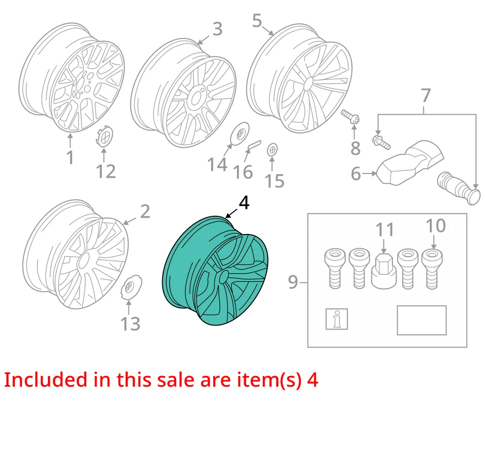 Wheel 20x8-1/2 Alloy Front 10 Spoke Fits 10-17 BMW 535i GT 30283860 - Image 4 of 4