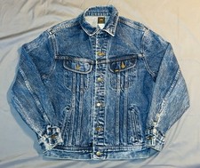 Vintage Lee Riders Denim Jacket USA Made Boxy Trucker Small Acid Wash Jean 80s