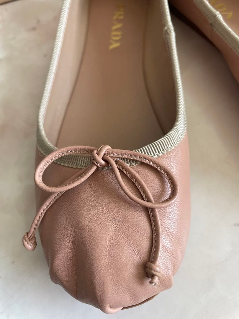 PRADA Women's Pumps Ribbon Flat Shoes Size:35.5/JP:22.5 Leather 135162K Authen thumbnail 2