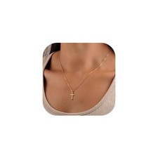 Dainty 14K-Gold-Plated Cross Necklace for Women Trendy - Personalized 14K-Gol...