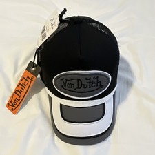 Von Dutch Double Brim Lace Up Trucker Hat Black Mesh Snapback Y2K NWT
