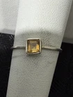 VINTAGE STERLING SILVER BEZEL SET SQUARE CITRINE RING SIZE 7.5