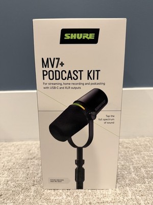Shure MV7+ Plus Podcast Kit USB-C & XLR Microphone w/ Stand New in Box
