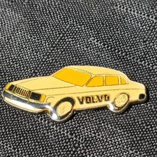 Vintage Yellow Volvo Sedan Car Enamel Pin Badge 240 244 Automobilia NO PINBACK