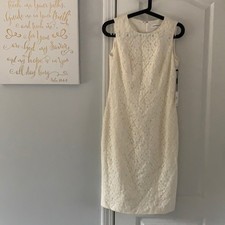 NWT Calvin Klein lace dress cream sleeveless size 2 midi classic career romantic