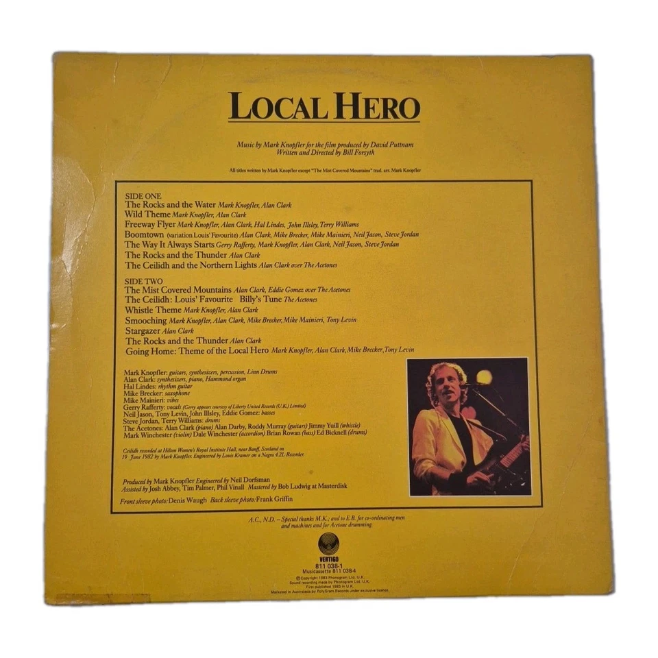 MARK KNOPFLER - 'Music From LOCAL HERO' 12" Vinyl LP Record Record U.K. PRESSING - Image 2 of 4