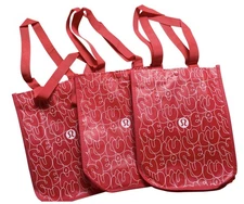 New Lot of 3 LULULEMON  2025 Small Shopping Tote Bags RED Bubble Lunch Gym Fun