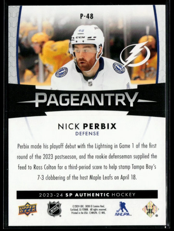 2023-24 SP Authentic Pageantry #P-48 Nick Perbix - Image 2 of 2