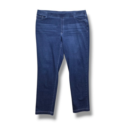 #ad Pure Jill Indigo 5 Pocket Knit Jeans Womens Medium Pockets Pull On Denim Pant $32.90