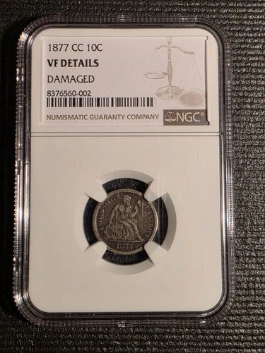 1877 Carson City Seated Liberty Dime VF Details 90 Silver