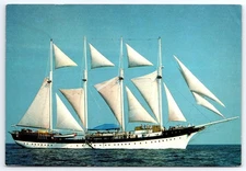 Fantome 282' Barquentine Windjammer Ship Postcard Montserrat 1988