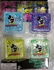 4 Pack Squishy Stress Cubes Glitter Gel Sensory Fidget Toys Super Solid Squish