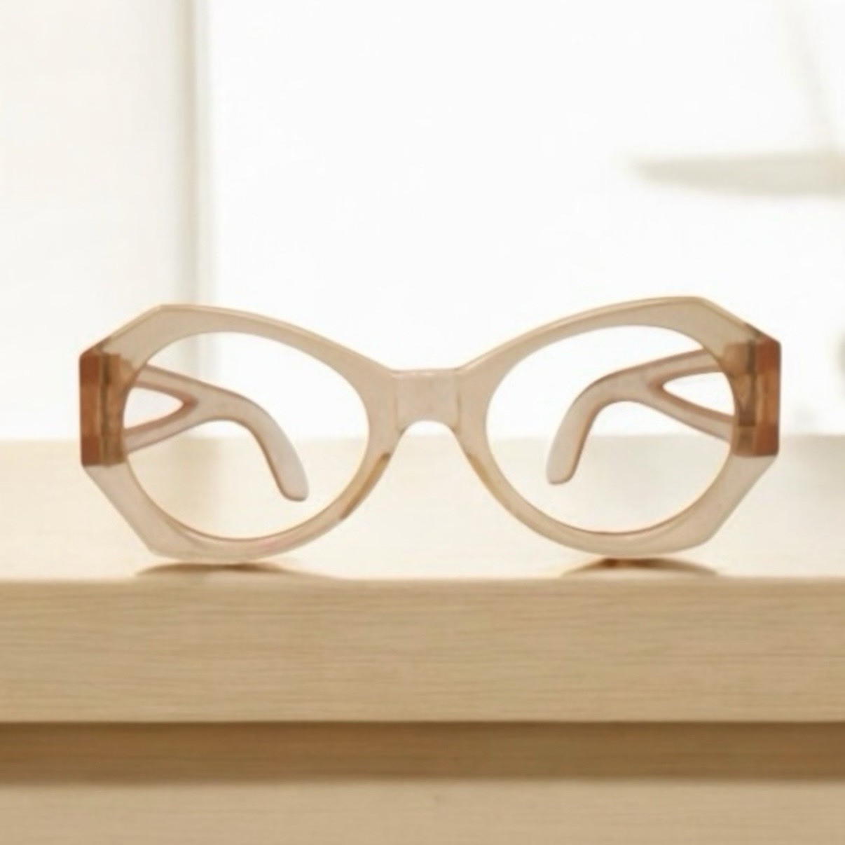 1950’s Translucent Peach Angular Eyeglasses Frame… - image 2