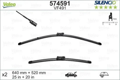 2x Balai d'essuie-glace avant plat 574591 VALEO pour AUDI A7 Sportback A6 C7 - Photo 1/4