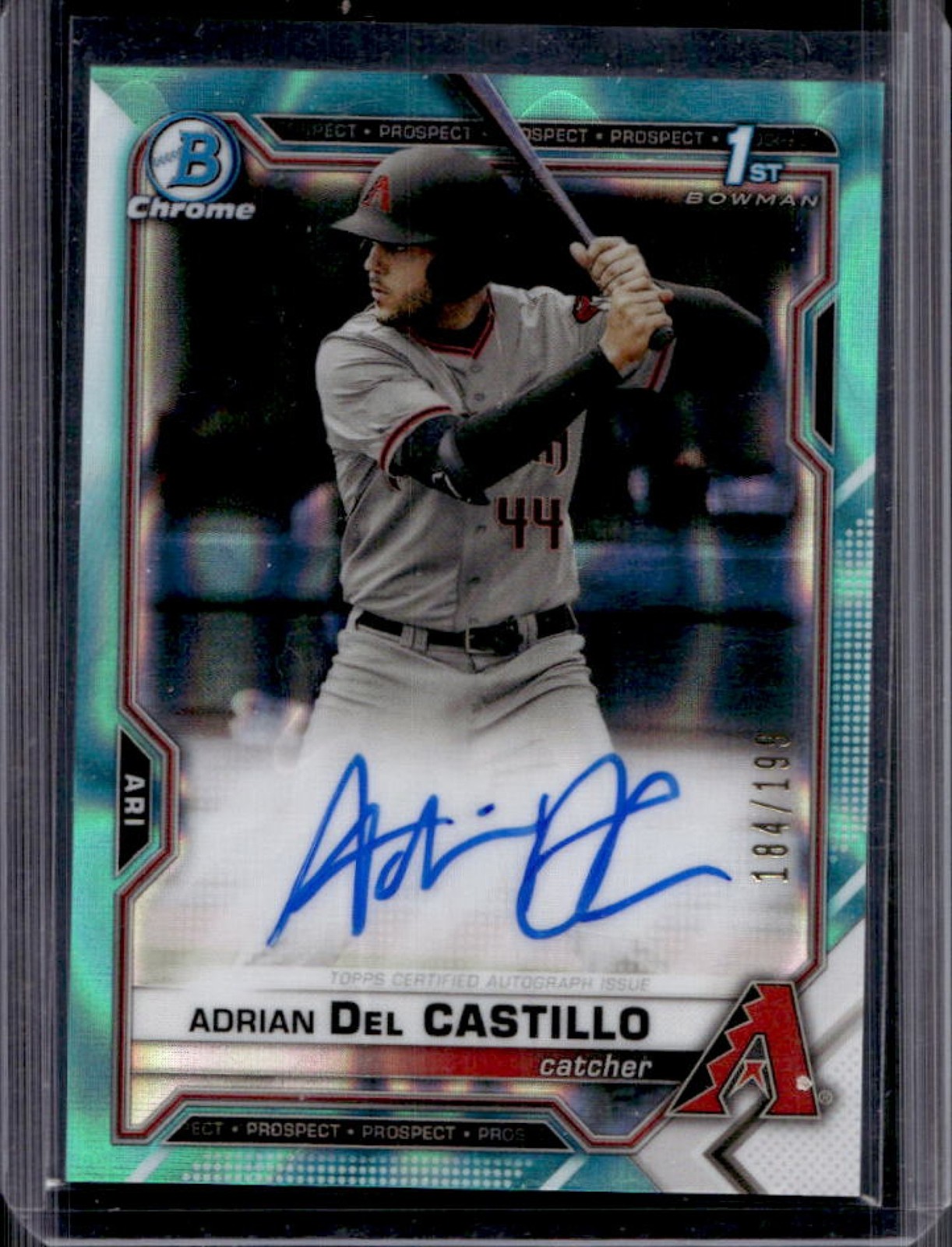 2021 Bowman Draft Adrian Del Castillo Chrome Auto 1st Aqua Lava Refractor #/199
