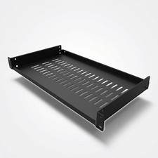 Rack Shelf 1U 19in 10in Deep Server Mount Vented Steel Metal Black Network AV