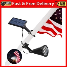 MEIHONG Solar Flag Pole Light, Solar Powered Lights Outdoor Dusk to Dawn for ...