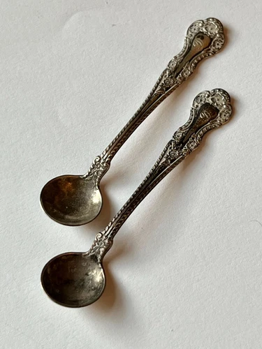 Antique Gorham Sterling Silver Cambridge Pattern Pair Salt Spoons