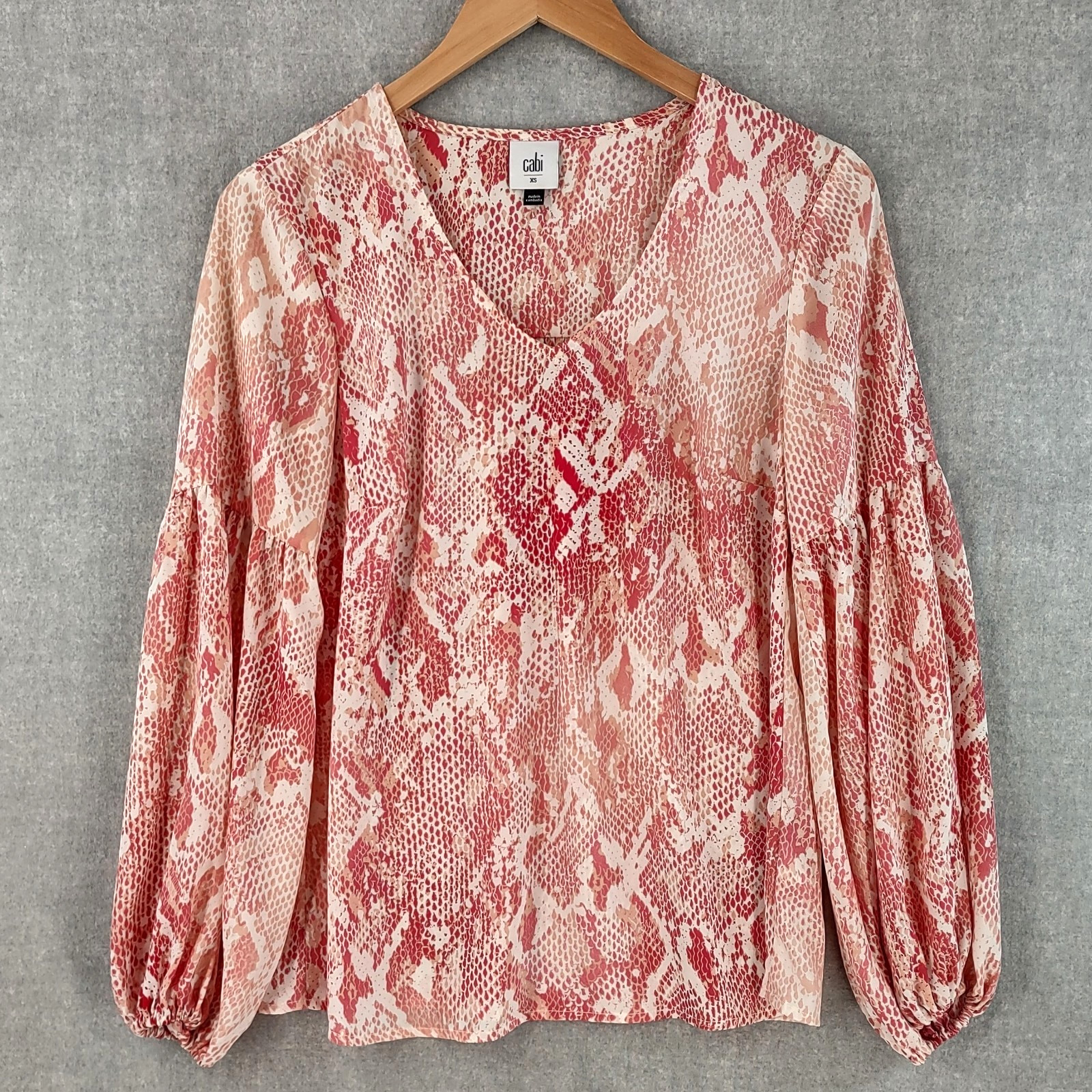 Cabi Top Extra Small Pink Boho Chic Python Print … - image 1