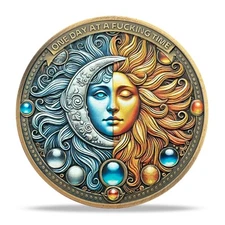 One Day at a Time & Psalm 23:4 Inspirational Sobriety Challenge Coin Sober Gifts