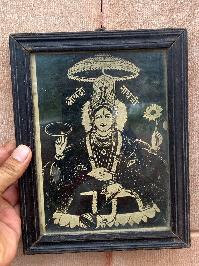 Antique Hindu Devotee God Badrinath JI B & W Print Framed 9.5 x 7 ...