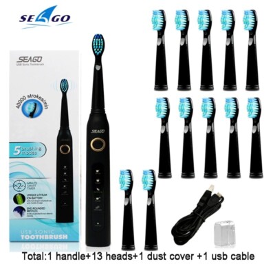 Seago Sonic Electric Toothbrush SG-507 Adult Timer Brush 5 Mode USB Charger 