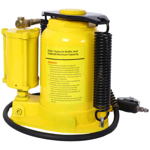 NEW-Air Hydraulic Bottle Jack,32 Ton/70550 LBS All Welded Bottle Jack,10-16
