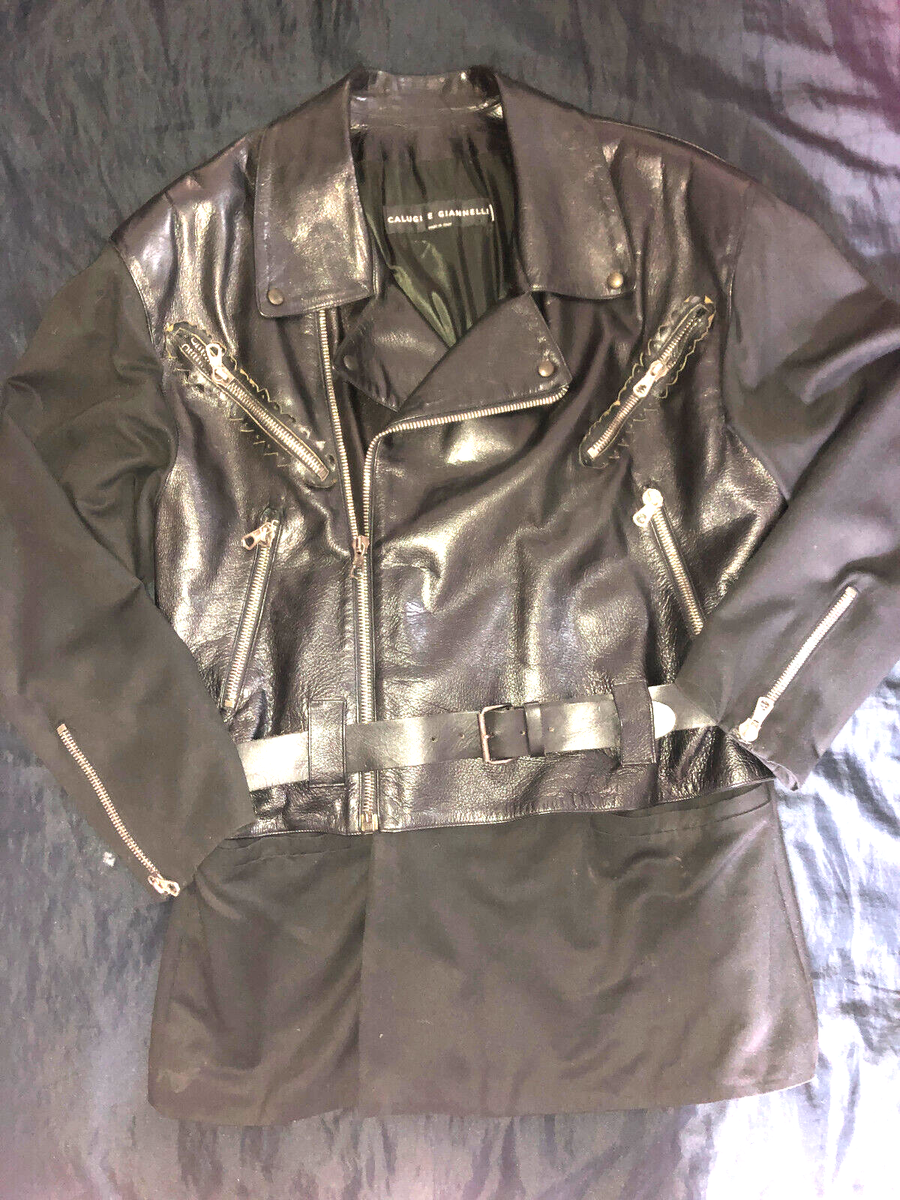 CALUGI E GIANNELLI Rare 90's Hybrid Jacket in Black Leather and