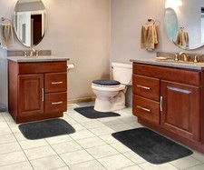 Garland Rug Traditional Bath Rug Set, 4-Piece, Dark Gray 4-Piece Set