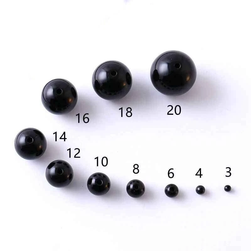 Black Round Glass Beads 1mm 1.5mm 2mm to 200mm Decorative Sphere Crystal Ball - Image 3 of 4