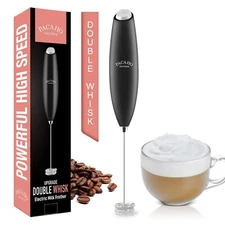 Electric Milk Frother Double Whisk Handheld Coffee Foam Mixer Battery Powered