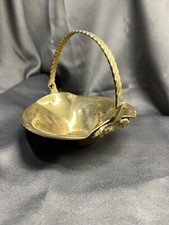 Small Vtg Brass Basket with Moveable Handle With Grapes At Handle Bases 5  x5  