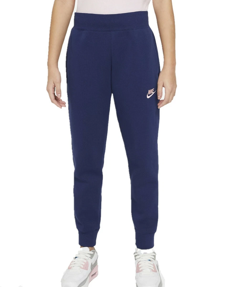 Nike Girls Sportswear Fleece Joggers in Blue Void / ArcticPunch