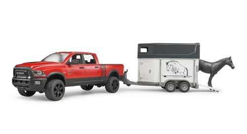 Bruder Ram 2500 Power Pick Up W Horse Trailer & Horse Vehicle 02501