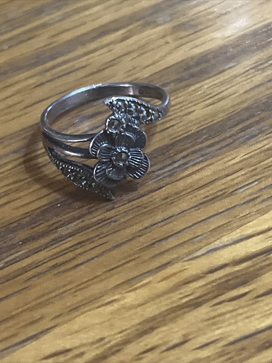 Vintage .925 Silver Ring Rose Floral Design Size 6 | eBay