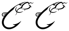 Catfish Fishhook Bait Fishing 2 Black Vinyl Decal Car Truck Window Laptop Tablet