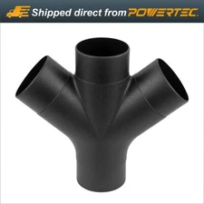 POWERTEC 3-Way Dust Collection Fitting - Y Shaped for 4 inch Hose & Cuff (70275)