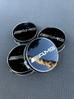 MERCEDES BENZ AMG SET OF 4 BLACK 75 mm/2.95in Wheel Center Caps Fits Most Models