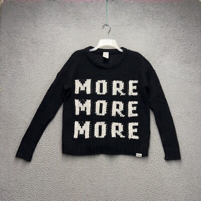 Victorias Secret Pink Sweater Womens XS Black ''More More More'' Wool Blend