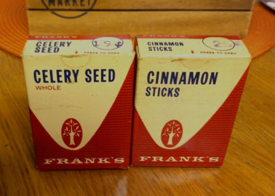 Vtg Franks Cardboard Celery Seed & Cinnamon Sticks Spice Boxes-Cincinnati Ohio