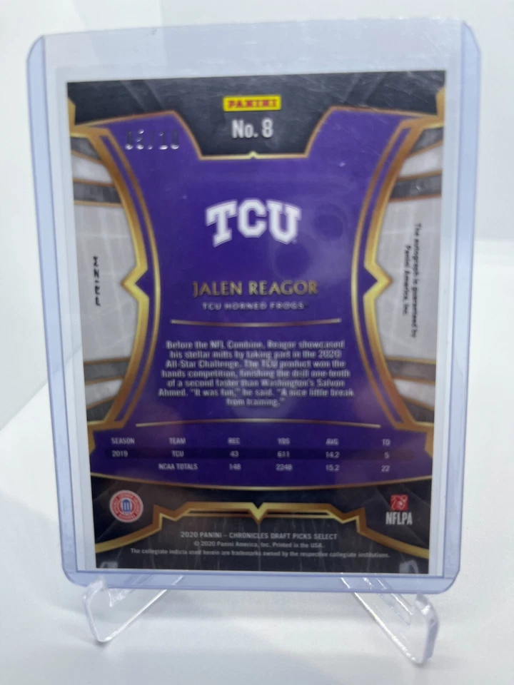 2020 Select Jalen Reagor GOLD AUTO /10 Prizm Eagles /10 SSP Autograph Eagles - Image 2 of 2