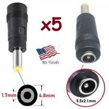 x5 DC Power 4.8x1.7mm Male Plug to 5.5x2.1mm Female Jack Adapter Connector F 